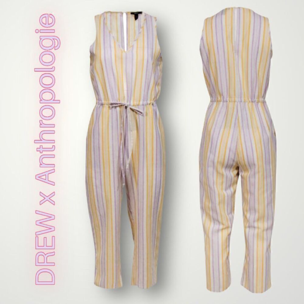 DREW x Anthropologie, Cole Jumpsuit Striped Sleeveless Wide Leg Pants Women’s XS